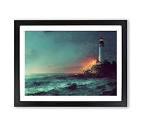 Magical Lighthouse Framed Print | A4 Black Framed Wall Art | Ready to Hang | Modern Cityscape Picture | Living Room Bedroom Lounge Office