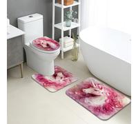 Magical Magical Horse Bathroom Mat Sets 3 Piece, Fanciful Peach Fantasy Soft Absorbent Non Slip Toilet Rugs U Shaped Washable, Charming Dreamy Quick Dry Memory Foam Bathroom Rug Set