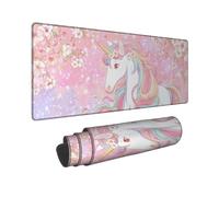 Magical Magical Horse Large Mouse Pad, Peach Pastel Fantasy Creatures Stitched Edge Mousepad, Non-Slip Washable Mouse Pad for Home and Office Gaming, Laptop 16x36 Inch