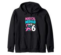 Magical Mermaid Age 6 Birthday Girl Party Theme Zip Hoodie