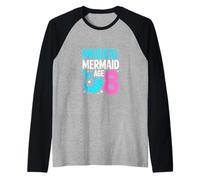 Magical Mermaid Age 8 Eighth Birthday Girl Raglan Baseball Tee
