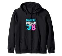 Magical Mermaid Age 8 Eighth Birthday Girl Zip Hoodie