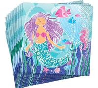 Magical Mermaid Multicolor Luncheon Paper Napkins (16cm) Pack of 16 - Perfect for Themed Parties and Special Events