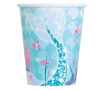 Magical Mermaid Multicolor Paper Cups (9oz) Pack of 8 - Perfect for Enchanting Underwater-Themed Parties & Celebrations