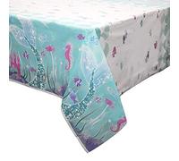 Magical Mermaid Multicolor Rectangular Plastic Table Cover (137cm x 213cm) 1 Piece - Vibrant Design, Perfect for Parties and Events, 54" x 84"
