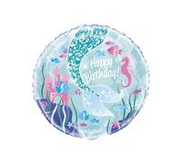 Magical Mermaid Multicolor Round Foil Balloon (45cm) 1 Piece - Enchanting Ocean Party Decor, Perfect Balloon for Birthday, Baby Shower, and Themed Celebrations, 18-Inch