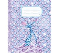 Magical Mermaid Tail Composition Notebook: Pastel Purple and Teal Glitter Scales Journal for Girls, Wide Ruled Lined Paper 7.5 x 9.25 inches 110 pages