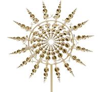 Magical Metal Windmill, 3D Metal Wind Sculptures Spinners, Magic Metal Kinetic Sculpture Wind Catchers, Metal Windmills for The Yard and Garden Art Outdoor Patio Lawn Decoration (Golden)