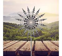 Magical Metal Windmill, 3D Metal Wind Sculptures Spinners, Magic Metal Kinetic Sculpture Wind Catchers, Metal Windmills for The Yard and Garden Art Outdoor Patio Lawn Decoration (Sliver)