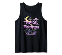 Magical & Mischievous: Witchy Cat Moonlit Adventure Tank Top, Men, Black, S
