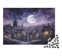 Magical Moonlit Village Scene 1000 Piece Jigsaw, Festive Gift, 52x38cm/1000pcs
