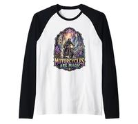 Magical Motorcycle Forest Adventure Motorcycle Rider Raglan Baseball Tee