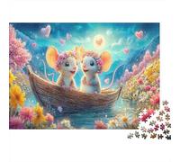 Magical Mouse 100% Recycled Cardboard Two Animals in Boat 1000Pc Jigsaw Adult Jigsaws Classic Educational Games 52x38cm/1000pcs