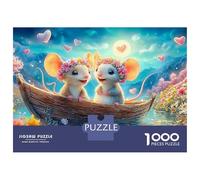 Magical Mouse 1000 Piece Jigsaw Puzzle for Women, Men Two Mice Boat Flowers Brainteasing Jigsaws Educational Games Great Gift 70x50cm/1000pcs