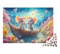 Magical Mouse Adult Jigsaws 1000 Pieces | Recycled Paper Mice in Boat with Flowers Impossible Puzzle & Home Decoration 38x26cm/1000pcs