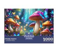 Magical Mushroom Garden Pathway 1000 Pieces Recycled Paper Puzzle for Adults -Mushroom Forest Path Scene Educational Game Decompression Fun Present38x26cm/1000pcs