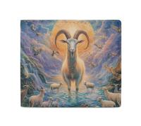 Magical Mythology Goat God Birds Classic Mens Wallet Slim Leather Card Holder Bifold Wallets Front Pocket