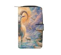 Magical Mythology Goat God Birds Long Purses for Women Leather Card Holder Mens Wallet Coin Purse