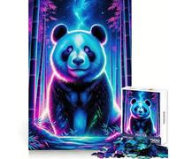 Magical Neon Panda Jigsaw Puzzle 1000 Piece for Teenagers Recall Enhancer Creative Craft Pattern Build Birthday Idea (38x52cm)