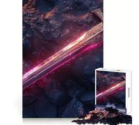 Magical Neon Red Sword Jigsaw Puzzles 1000 Piece for Adults Calm Daily Snug Joint Joyful Challenge (50x75cm)