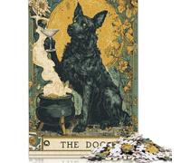 Magical Night The Enchanted Dog 500 Pieces Wooden Jigsaw Puzzles Unique Puzzle Creative Jigsaw Puzzles Gift for Adults,Family Game Challenge Activity 500pcs (52x38cm)