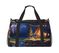 magical nights Print Travel Duffel Bag for Men & Women, Foldable Travel Bags and Spacious Weekender Tote Bag for Storage Toiletry Luggage Personal Item, Black, L