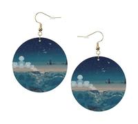 Magical Nights Printed Leather Earring Set For Women, 1 Pair Lightweight Bohemian Pierced Earrings Jewelry Gift For Women Girls