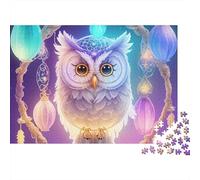 Magical Owl Art 1000 Pieces Puzzles Beautiful View Dreamcatcher Owl Wall Decoration Educational Game for Men And Women Challenging Jigsaw Jigsaw Puzzles for Adults 52x38cm/1000pcs