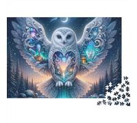Magical Owl Fantasy 1000 Piece Puzzle for Adults Snowy Glowing Owl in Magical Winter Forest Challenging Premium Sturdy Vibrant Stress Relief Decor 70x50cm/1000pcs