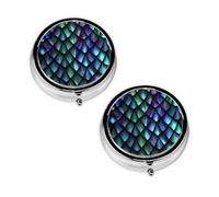 Magical Pattern Print Pill Box 3 Compartment Medicine Pill Case,Portable for Pocket Or Purse Pill Organizer Decorative Metal Medicine Vitamin Organizer Unique Gift