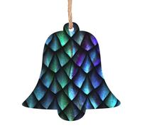 Magical Pattern Printed Bell Shape Xmas Ornaments 1 Pcs, Christmas wooden pendant Hanging for Xmas Tree Home Indoor Outdoor Decor