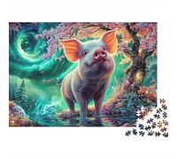 Magical Pig 300 Piece Cartoon Style Jigsaw Puzzle for Adults Fun Decoration Toy Intellectual Game Stress Relief Education Game Relaxation And Intelligence (300pcs (40x28cm))
