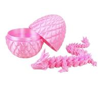 Magical Pink Dragon Egg, 12-Inch 3D Printed Fantasy Egg with Articulated Crystal Dragon, Cute Pink Fidget Toy for Girls, Enchanted Sensory Toys for Fairy Tale Play