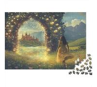 Magical Portal Fantasy 1000 Piece Jigsaw Puzzles Wolf Tree Castle Landscape Adults Aged 12 And Above Educational Game Home Decoration Challenge High Difficulty Male And Female Birthday 38x26cm