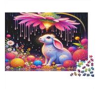 Magical Rabbit Garden 1000 Piece Jigsaw Puzzles Easter Bunny Flower Scene for Adult Educational Games Home Decoration Challenge High Difficulty Male And Female Birthday 52x38cm/1000pcs Gifts