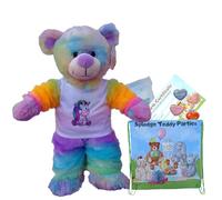 Magical Rainbow Bear - Soft Plush Toy - 16 inch / 40cm - Build your own Teddy Bear Making Kit with fluffy rainbow unicorn pyjamas