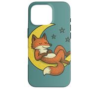 Magical Red Fox Resting Gently on Silver Crescent Moon Case for iPhone 16 Pro