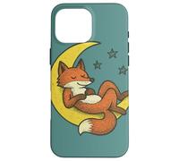 Magical Red Fox Resting Gently on Silver Crescent Moon Case for iPhone 16 Pro Max