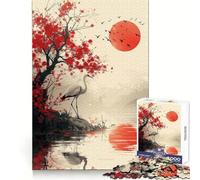 Magical Red Setting Sun Jigsaw 1000 Pieces for Teenagers Logic Exercise Clean Connection Family Fun (38x52cm)