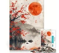 Magical Red Setting Sun Jigsaw Puzzle 1000 Piece for Adults Logic Game Premium Print Hard Challenge (50x75cm)