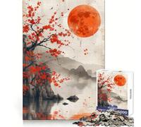 Magical Red Setting Sun Jigsaw Puzzle 1000 Piece for Adults Logic Game Premium Print Hard Challenge (50x75cm)