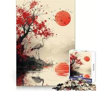 Magical Red Setting Sun Jigsaw Puzzle 1000 Piece for Teenagers Unwind Game Smooth Joint Playful Challenge Fine Art (50x75cm)