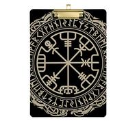 Magical Runic Compass Plastic Clipboard A4 Letter Size PVC Writing Board with Low Profile Gold Metal Clip Hardboard for School, Office 12.5x9 Inch