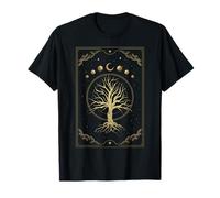 Magical Sacred Tree With Celestial Moon Phase And Star T-Shirt