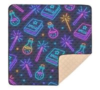 Magical School - Neon Style Soft Thick Baby Gym & Activity Mat for Indoor Outdoor Washable Baby Crawling Mat for Baby Kids Toddlers Infants, 50'' x 50''