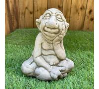 Magical Sitting Goblin Stone Cast Statue Small Outdoor Ornament Garden Sculpture
