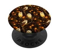 Magical Snowy Owls with Lanterns - Cozy Autumn-Winter Design PopSockets Adhesive PopGrip