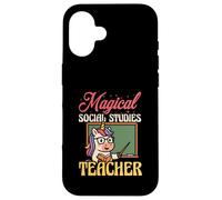 Magical Social Studies Teacher Funny Unicorn Back To School Case for iPhone 16