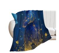Magical Spirit Bear in Forest Throw Blanket Soft Flannel Bed Blankets