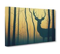 Magical Stag Deer Canvas Print | Gallery Wrapped 30mm Frame Wall Art | 30x20 inches | Ready to Hang | Contemporary Animals Picture | Living Room Bedroom Lounge Office
